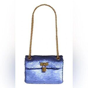 NWT Kurt Geiger Blue/Black Sequin Mini Brixton Crossbody Bag